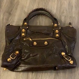 Balenciaga Giant City bag Brown w/gold studs